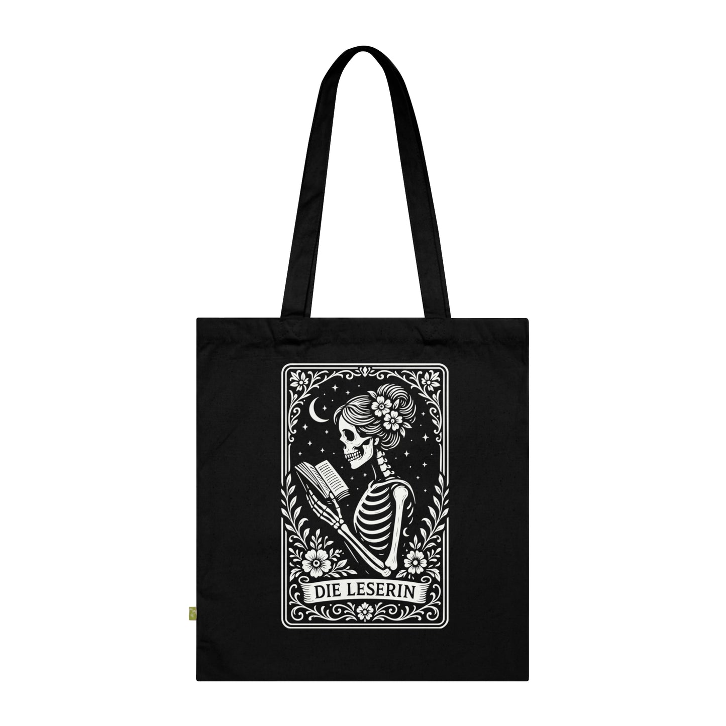 Tarrot der Leserin - Stoffbeutel, Einkaufstasche aus Bio-Baumwolle, umweltfreundliches Geschenk, Stoffbeutel mit Totenkopfmotiv, Tasche im Boho-Stil