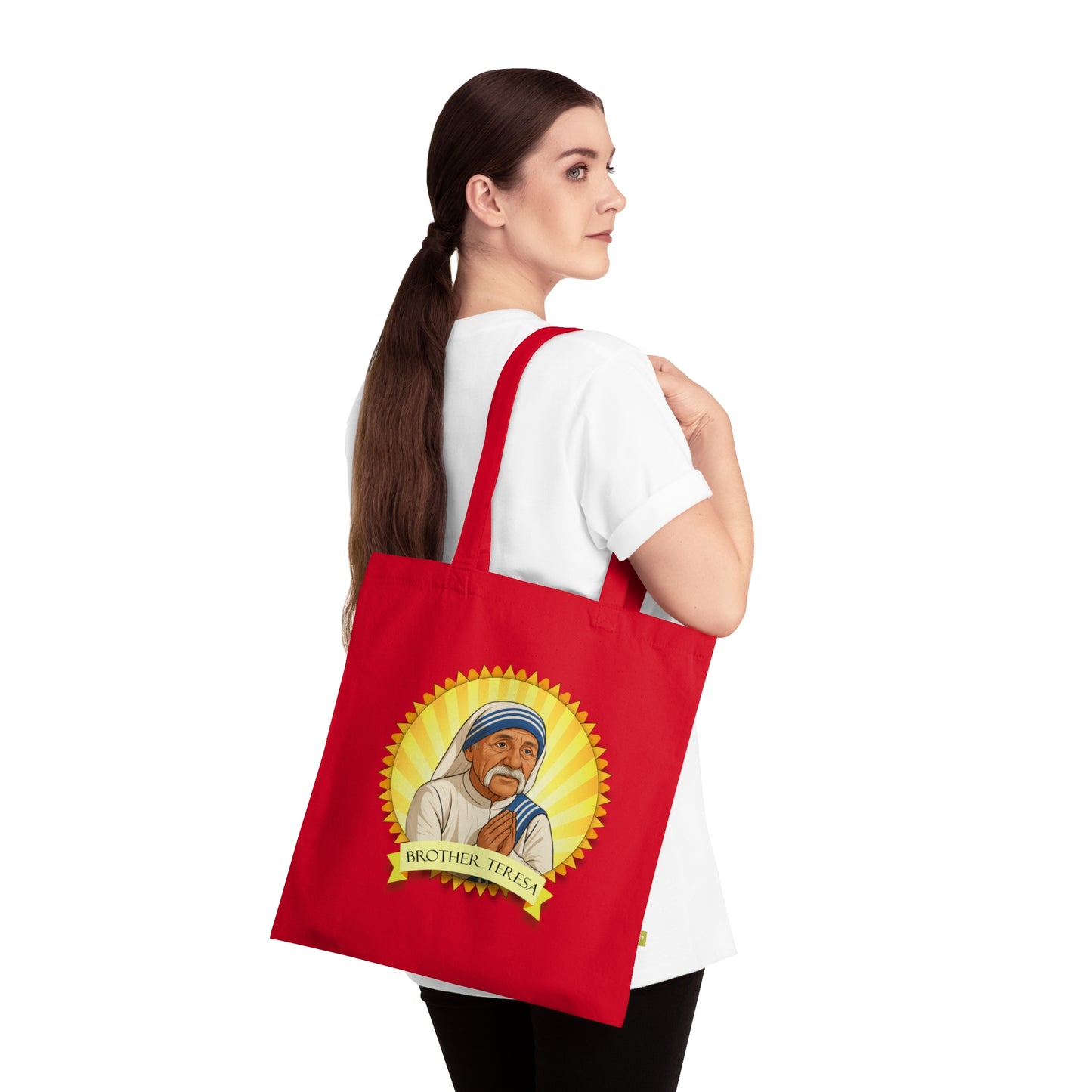 Brother Teresa - Stoffbeutel, Einkaufstasche aus Bio-Baumwolle, umweltfreundliches Geschenk, Stoffbeutel mit Totenkopfmotiv, Tasche im Boho-Stil