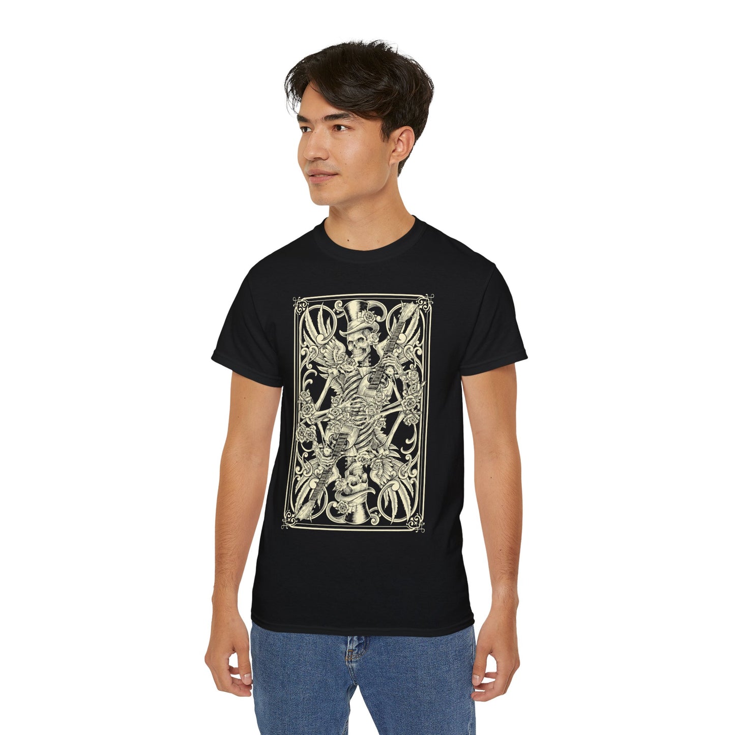 Skeleton Card - T-Shirt | Hochwertig, 100 % Baumwolle, Weich & Bequem mit Rundhalsausschnitt