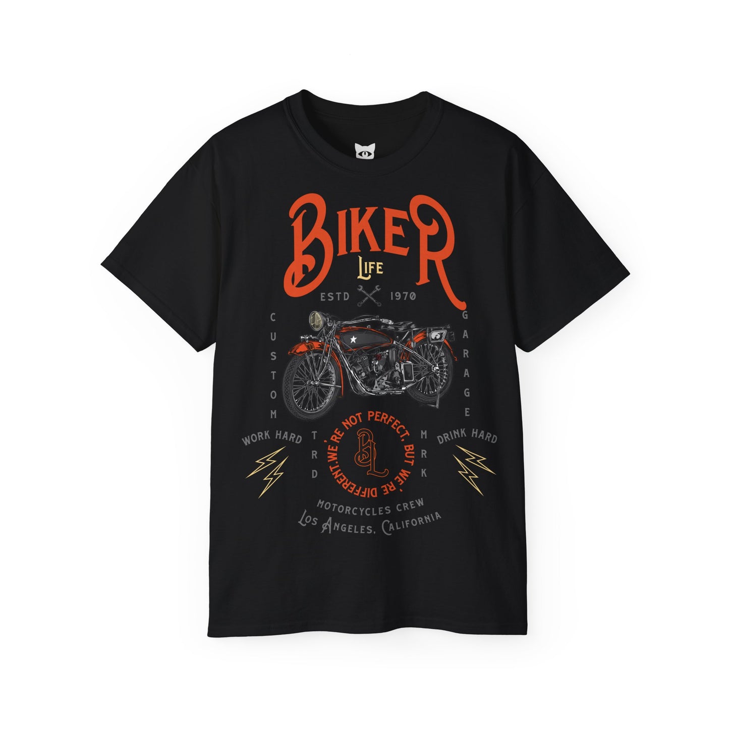 Biker Life California Motorcycle - T-Shirt | Hochwertig, 100 % Baumwolle, Weich & Bequem mit Rundhalsausschnitt