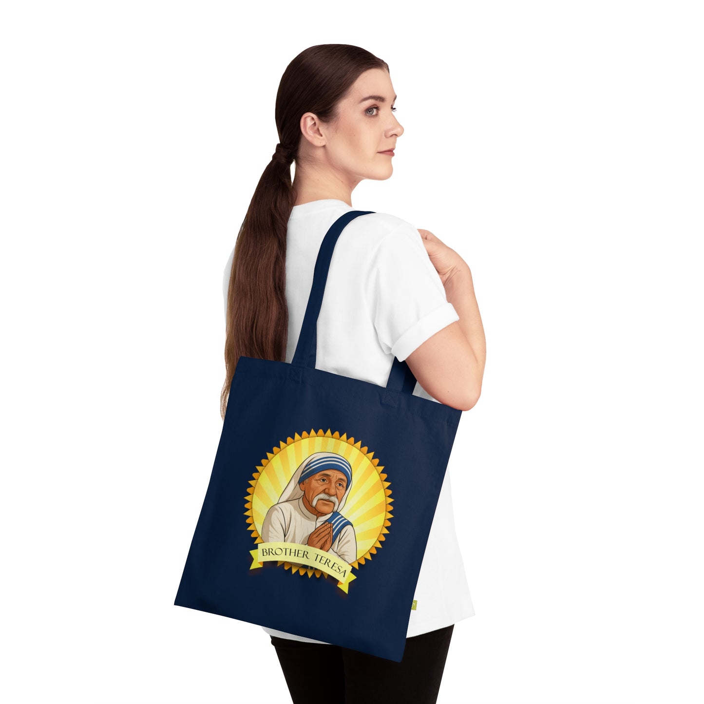 Brother Teresa - Stoffbeutel, Einkaufstasche aus Bio-Baumwolle, umweltfreundliches Geschenk, Stoffbeutel mit Totenkopfmotiv, Tasche im Boho-Stil