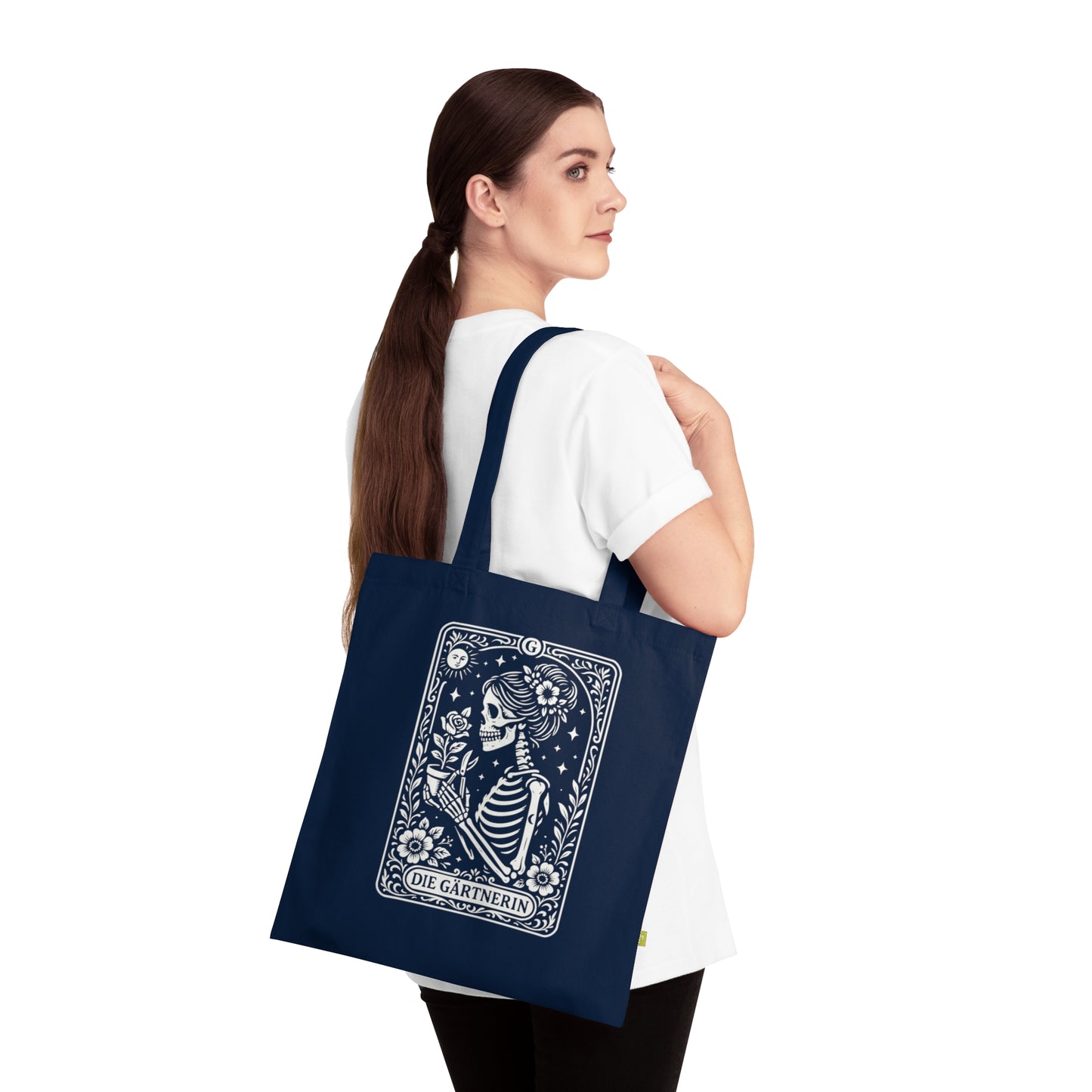 Tarrot der Gärterin - Stoffbeutel, Einkaufstasche aus Bio-Baumwolle, umweltfreundliches Geschenk, Stoffbeutel mit Totenkopfmotiv, Tasche im Boho-Stil