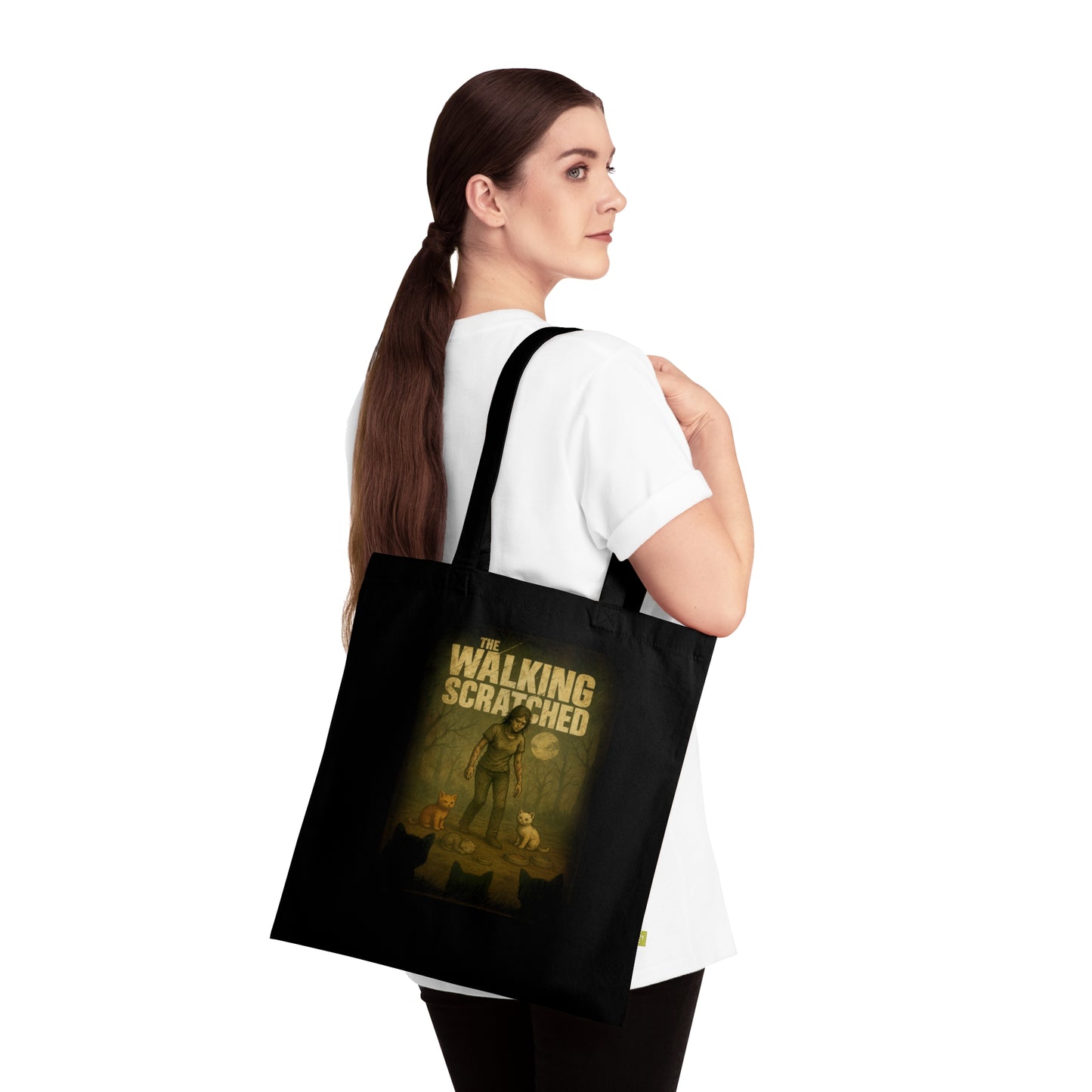 The Walking Scratched - Stoffbeutel, Einkaufstasche aus Bio-Baumwolle, umweltfreundliches Geschenk, Stoffbeutel mit Totenkopfmotiv, Tasche im Boho-Stil