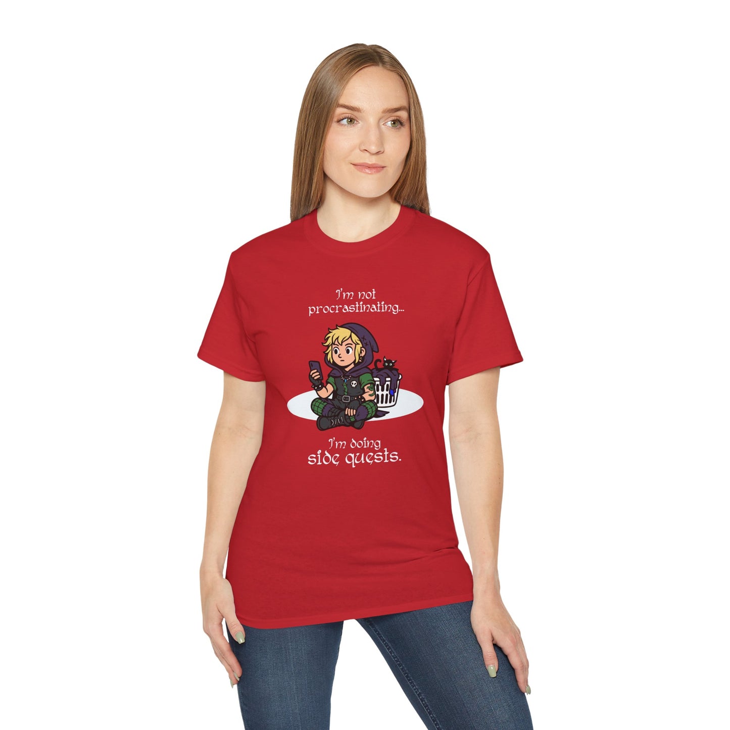 I'm not procrastinating. I'm doing side quests. - T-Shirt | Hochwertig, 100 % Baumwolle, Weich & Bequem mit Rundhalsausschnitt