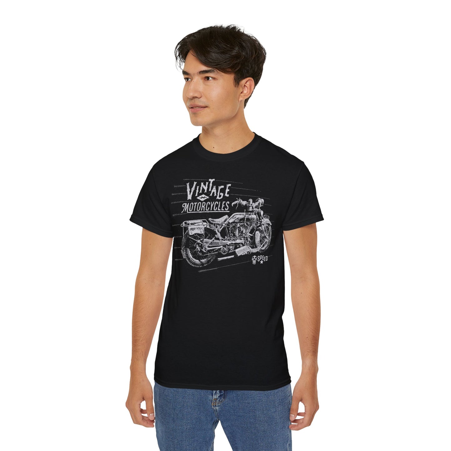 Vintage Motorcycle - T-Shirt | Hochwertig, 100 % Baumwolle, Weich & Bequem mit Rundhalsausschnitt