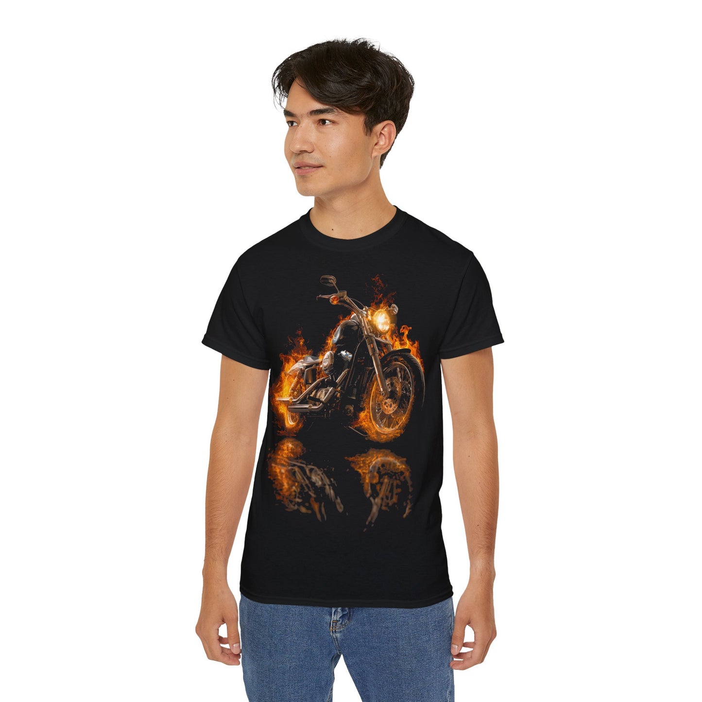 V-Twin Fire - T-Shirt | Hochwertig, 100 % Baumwolle, Weich & Bequem mit Rundhalsausschnitt