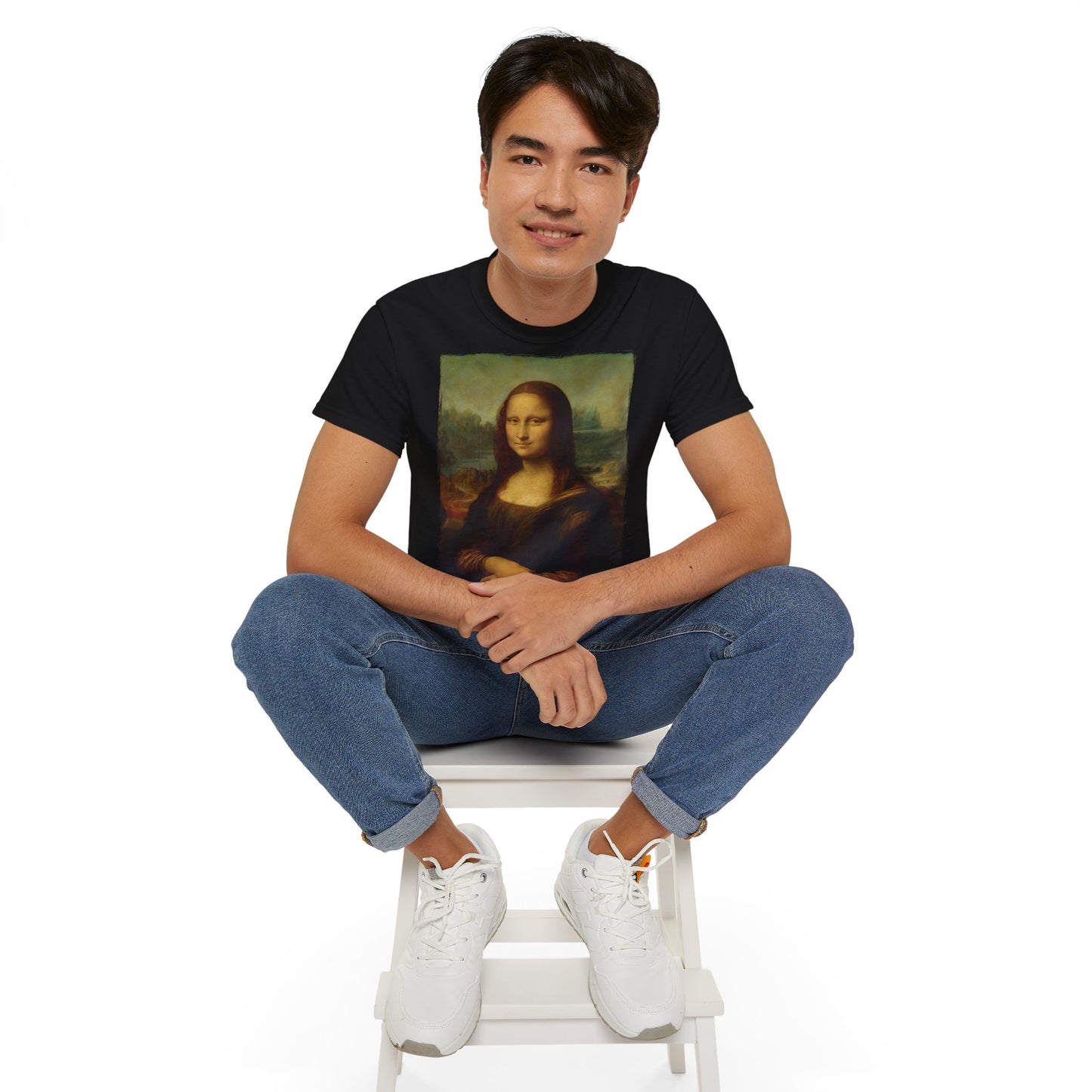 Mona Lisa | 360° Kunst – Meisterwerke in Bewegung | Hochwertig, 100 % Baumwolle, Weich & Bequem mit Rundhalsausschnitt