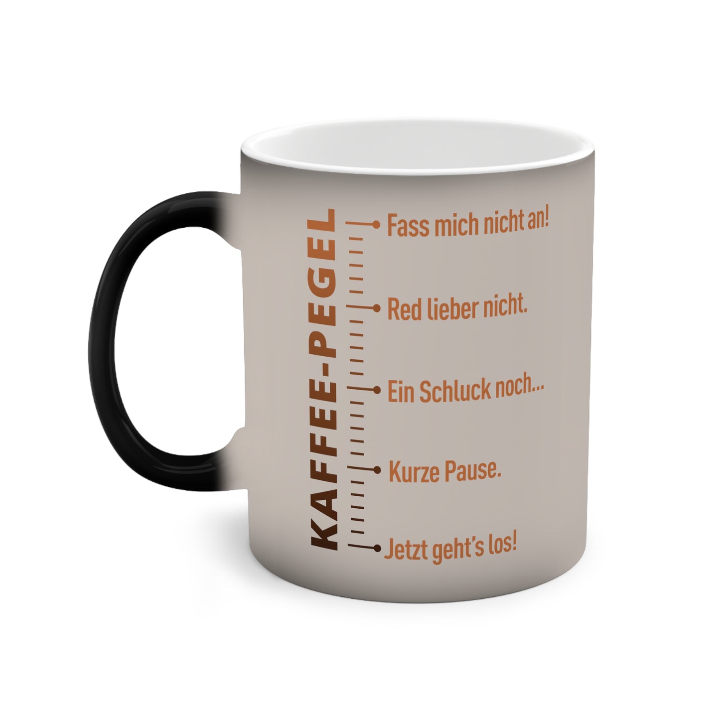 KAFFEE-PEGEL Coffee Mug, 11oz - Unique Gift for Coffee Lovers, Fun Kitchen Decor, Heat Sensitive Mug, Perfect for Birthdays, Home Office