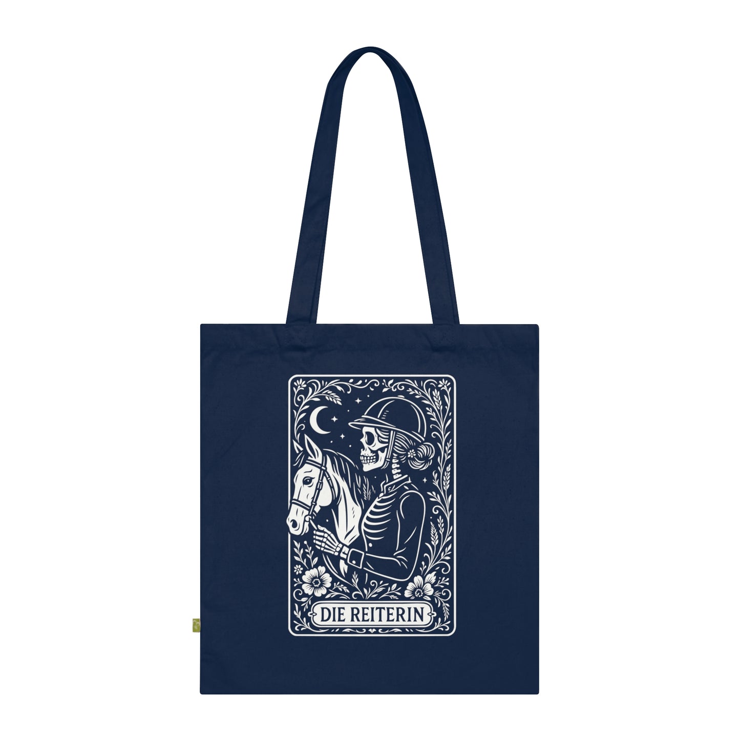 Tarrot der Reiterin - Stoffbeutel, Einkaufstasche aus Bio-Baumwolle, umweltfreundliches Geschenk, Stoffbeutel mit Totenkopfmotiv, Tasche im Boho-Stil