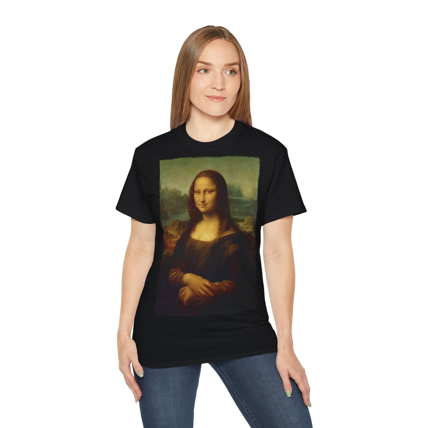 Mona Lisa | 360° Kunst – Meisterwerke in Bewegung | Hochwertig, 100 % Baumwolle, Weich & Bequem mit Rundhalsausschnitt