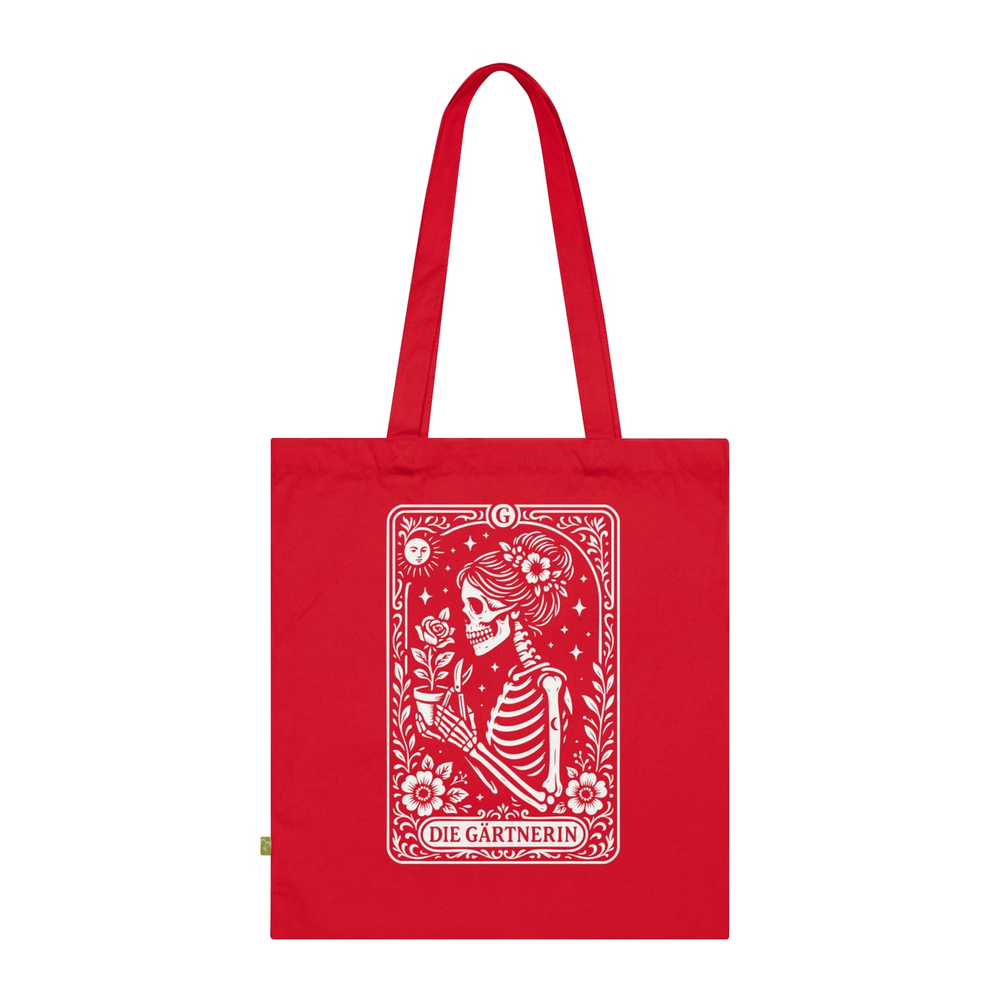 Tarrot der Gärterin - Stoffbeutel, Einkaufstasche aus Bio-Baumwolle, umweltfreundliches Geschenk, Stoffbeutel mit Totenkopfmotiv, Tasche im Boho-Stil