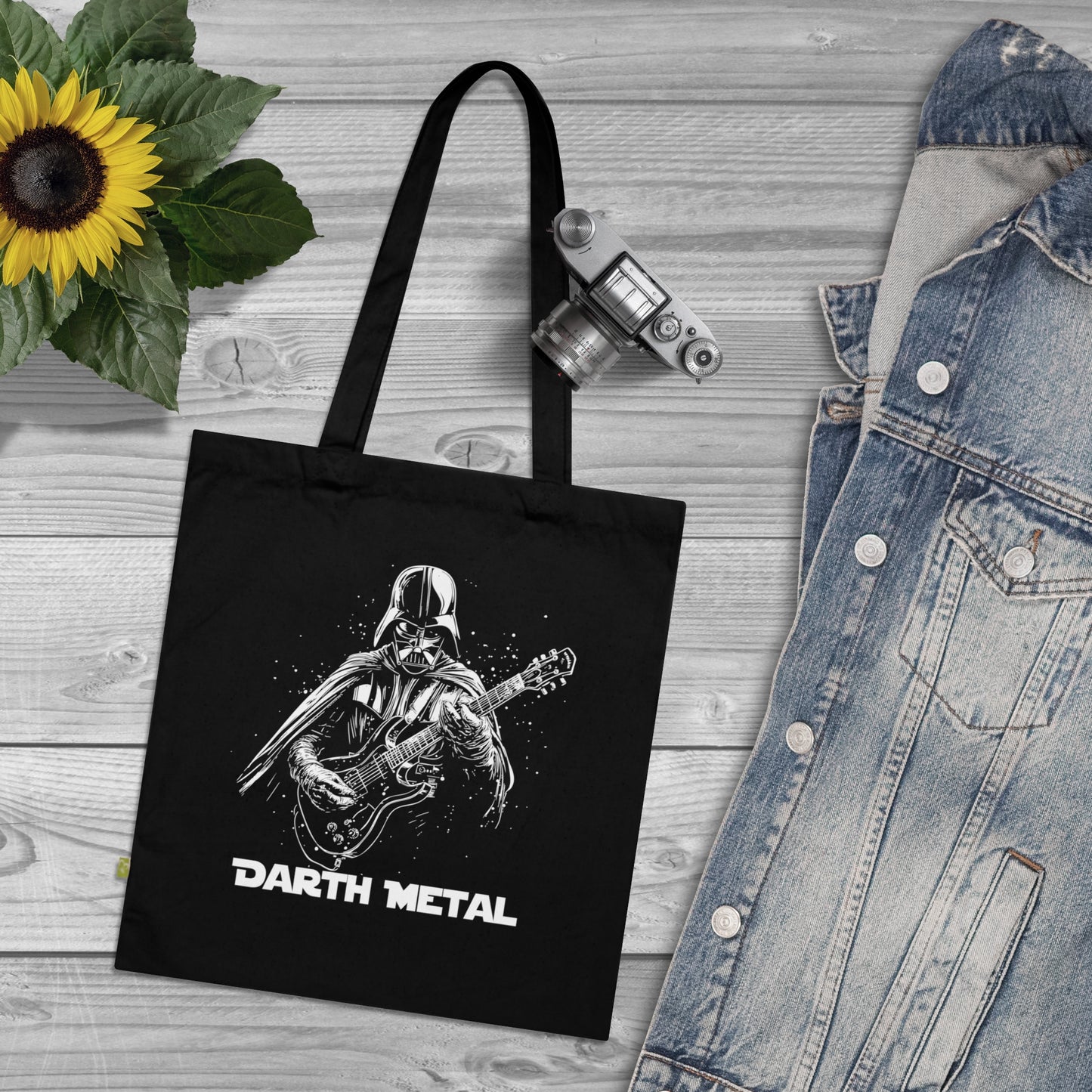 Darth Metal - Stoffbeutel, Einkaufstasche aus Bio-Baumwolle, umweltfreundliches Geschenk, Stoffbeutel mit Totenkopfmotiv, Tasche im Boho-Stil
