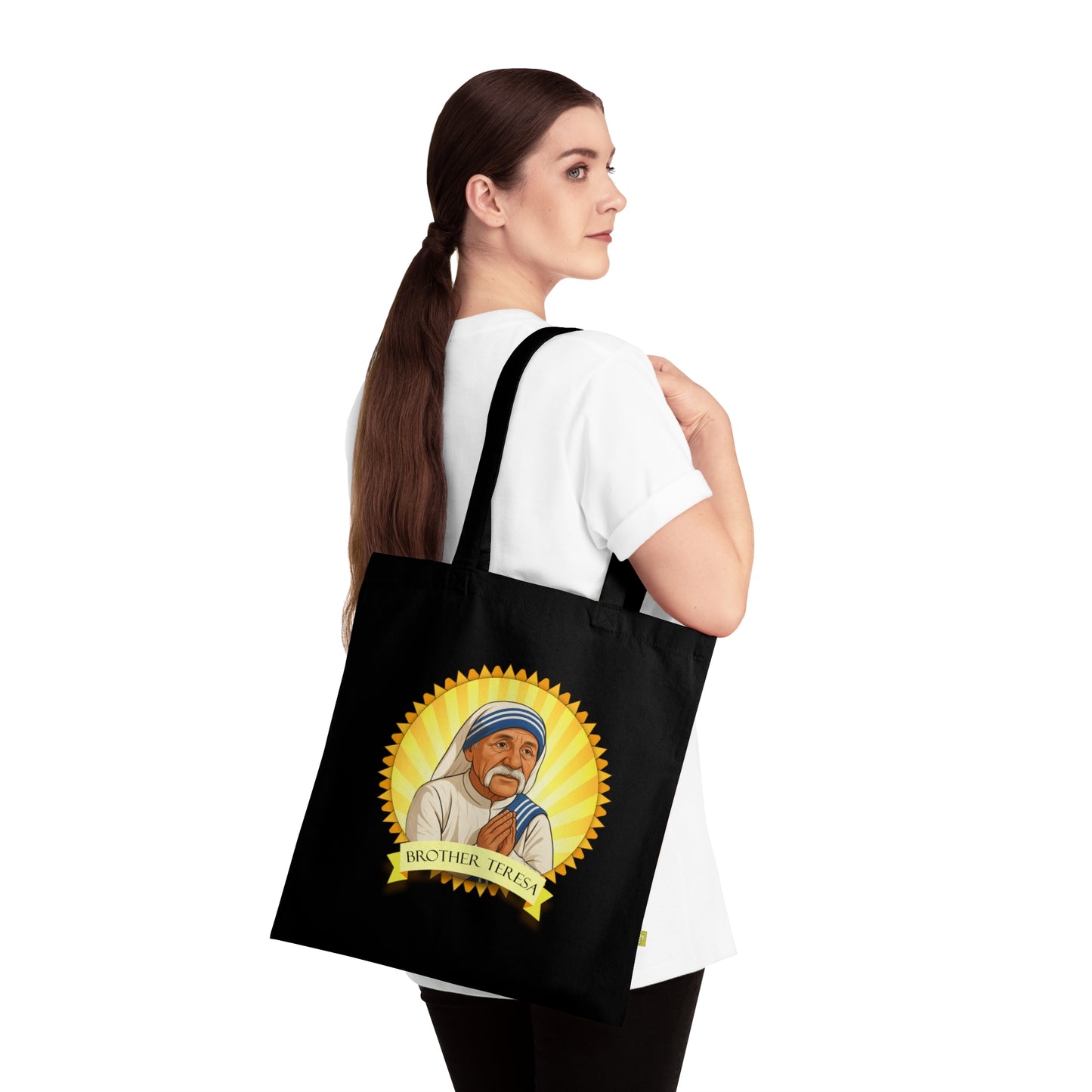Brother Teresa - Stoffbeutel, Einkaufstasche aus Bio-Baumwolle, umweltfreundliches Geschenk, Stoffbeutel mit Totenkopfmotiv, Tasche im Boho-Stil