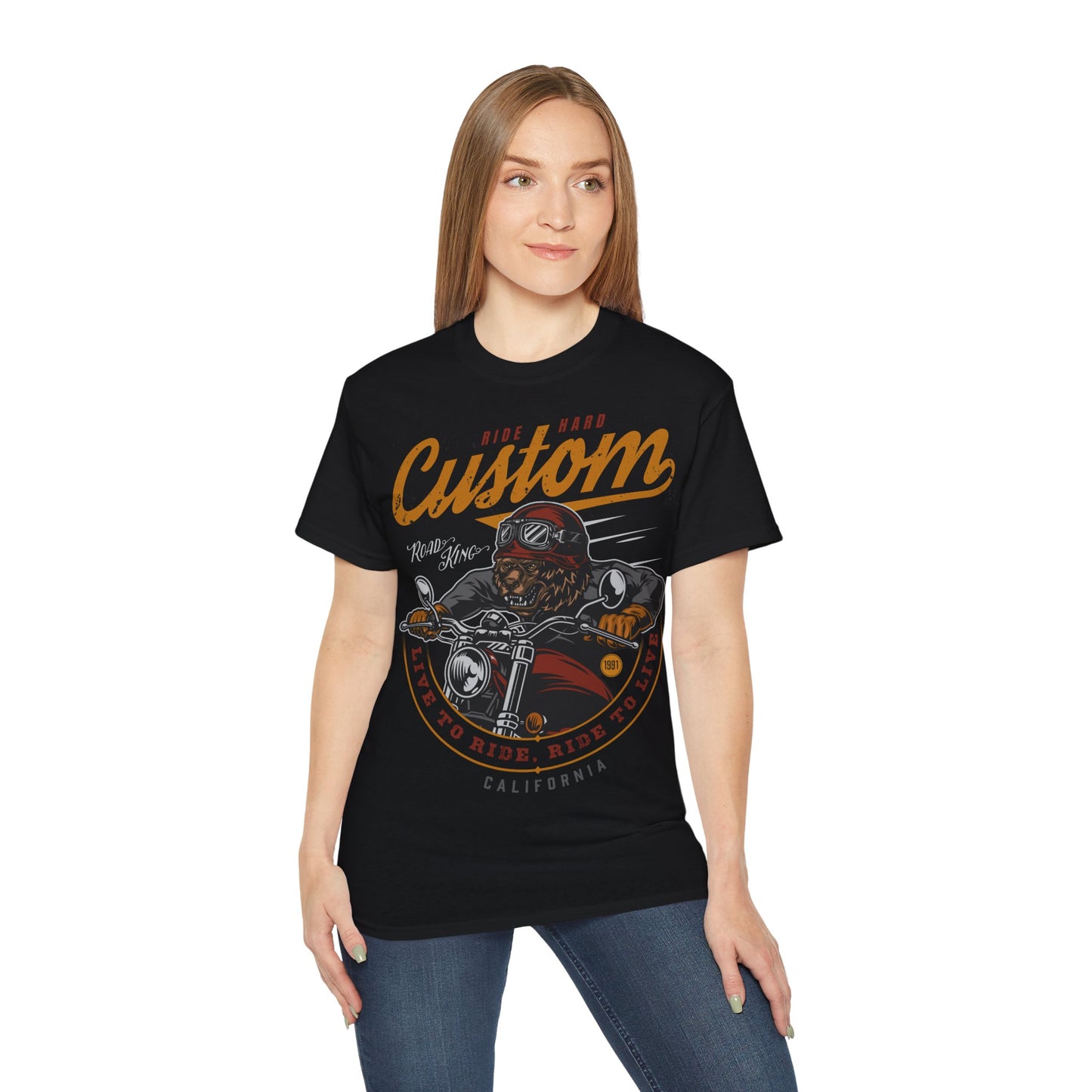 Custom California Motorcycle - T-Shirt | Hochwertig, 100 % Baumwolle, Weich & Bequem mit Rundhalsausschnitt