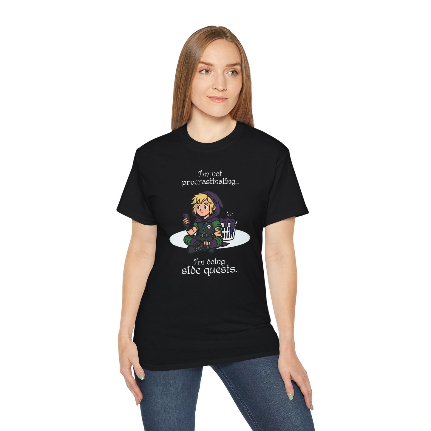 I'm not procrastinating. I'm doing side quests. - T-Shirt | Hochwertig, 100 % Baumwolle, Weich & Bequem mit Rundhalsausschnitt