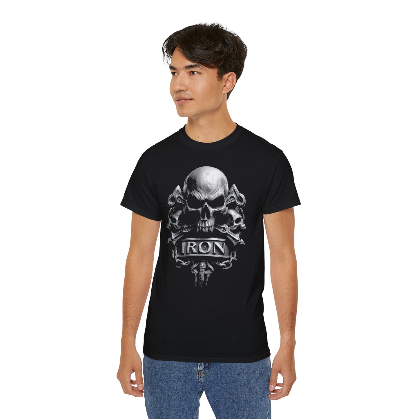 Iron Skull - T-Shirt | Hochwertig, 100 % Baumwolle, Weich & Bequem mit Rundhalsausschnitt