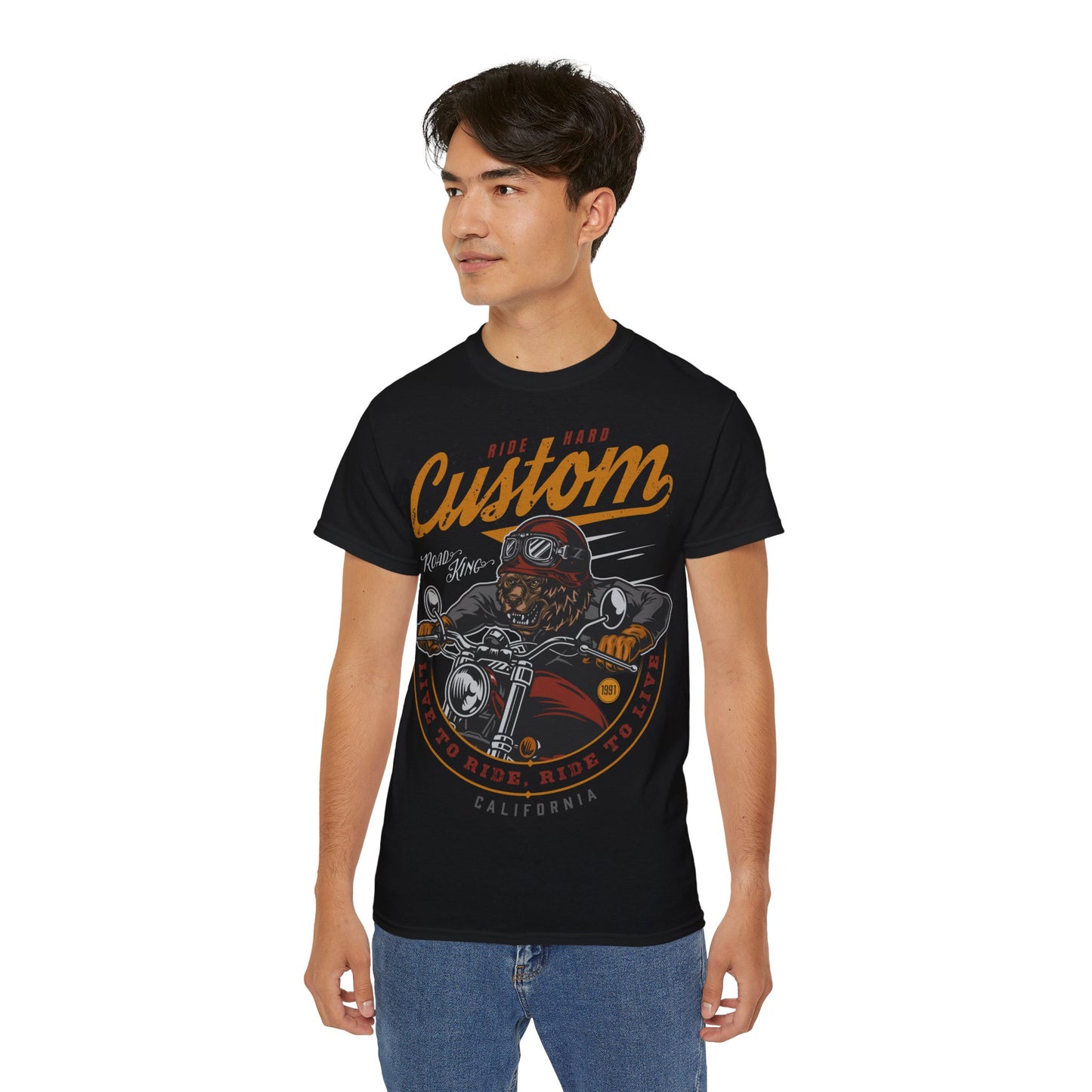 Custom California Motorcycle - T-Shirt | Hochwertig, 100 % Baumwolle, Weich & Bequem mit Rundhalsausschnitt