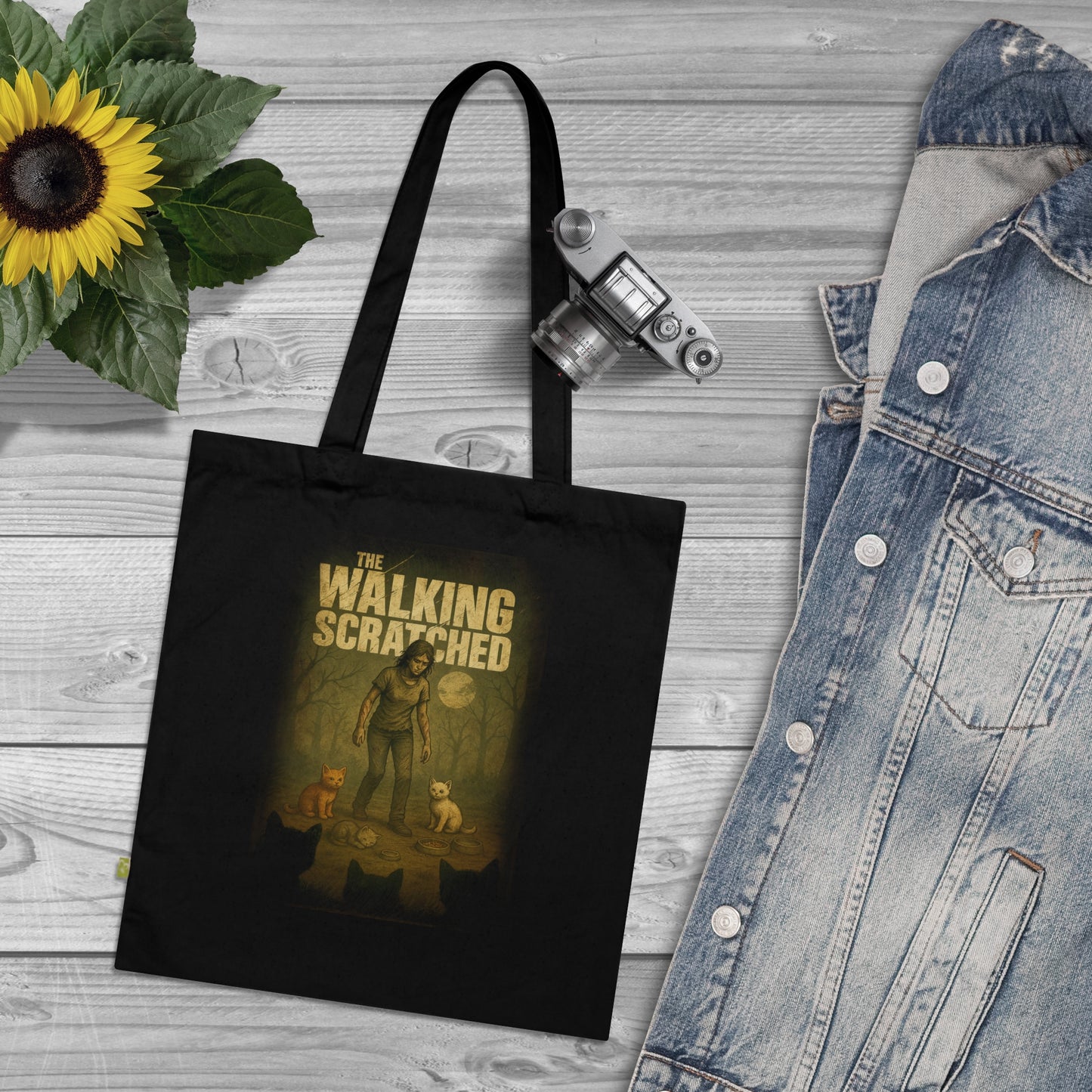 The Walking Scratched - Stoffbeutel, Einkaufstasche aus Bio-Baumwolle, umweltfreundliches Geschenk, Stoffbeutel mit Totenkopfmotiv, Tasche im Boho-Stil