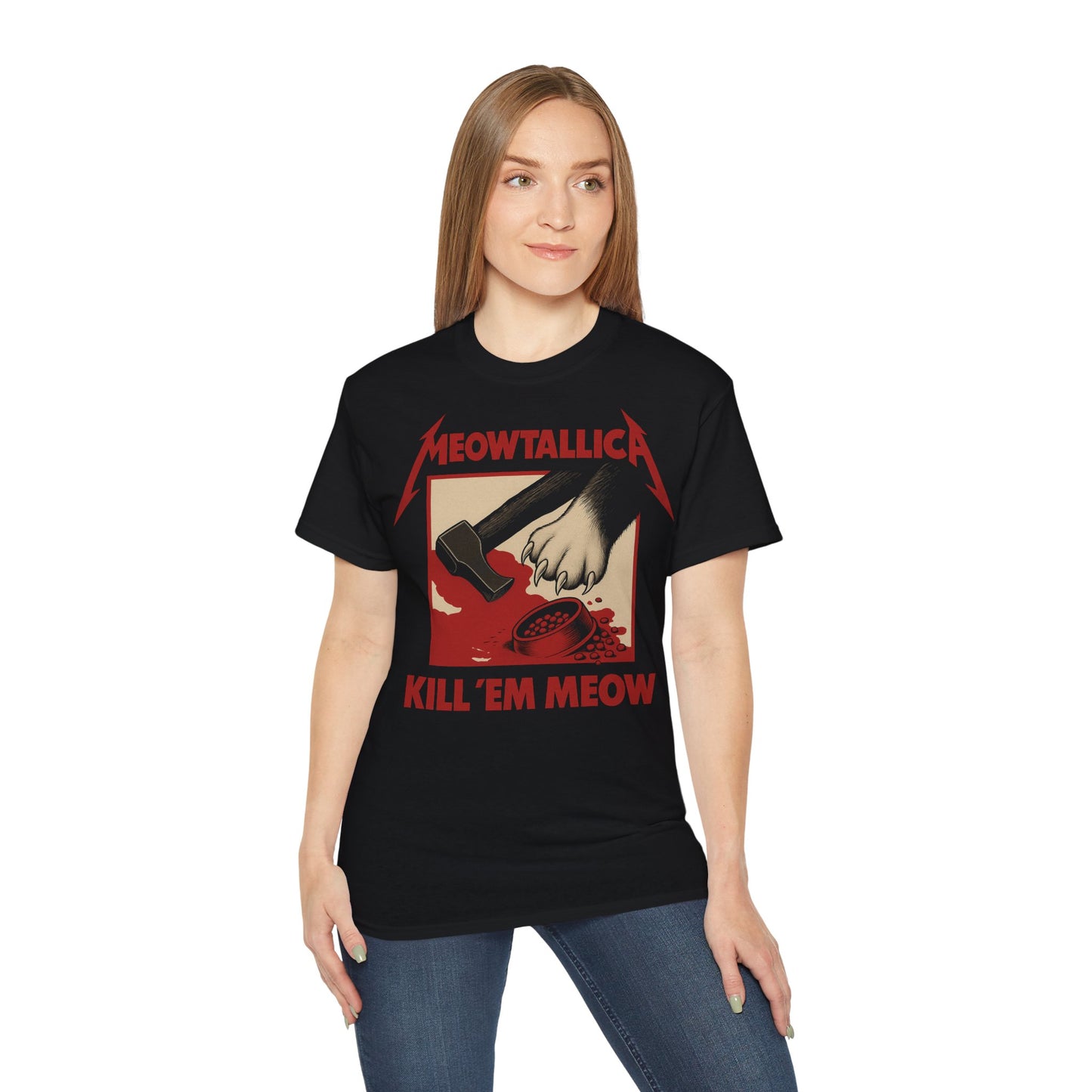 MEOWTALLICA - T-Shirt | Hochwertig, 100 % Baumwolle, Weich & Bequem mit Rundhalsausschnitt