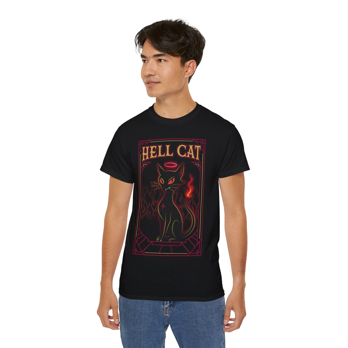 HELL CAT - T-Shirt | Hochwertig, 100 % Baumwolle, Weich & Bequem mit Rundhalsausschnitt