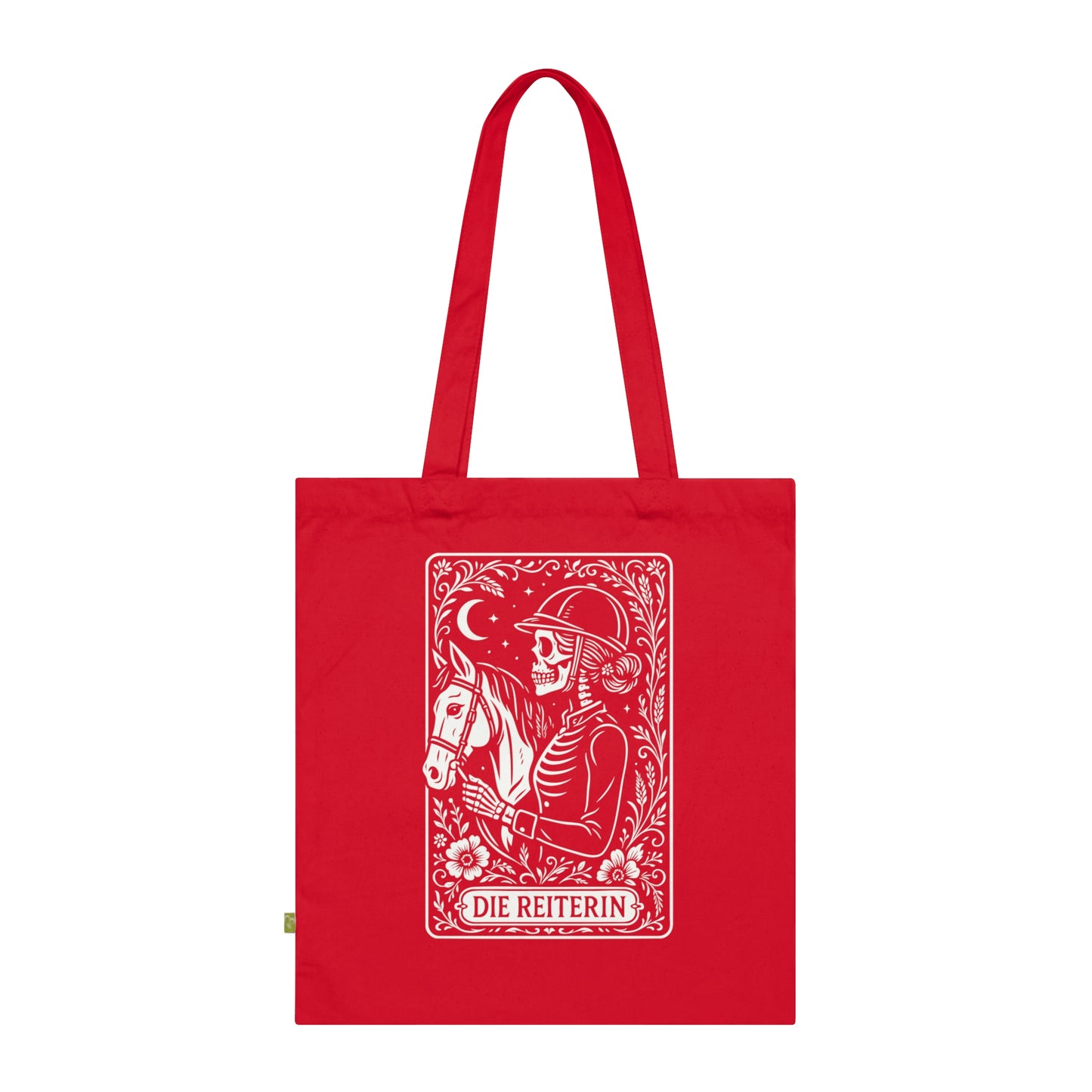 Tarrot der Reiterin - Stoffbeutel, Einkaufstasche aus Bio-Baumwolle, umweltfreundliches Geschenk, Stoffbeutel mit Totenkopfmotiv, Tasche im Boho-Stil