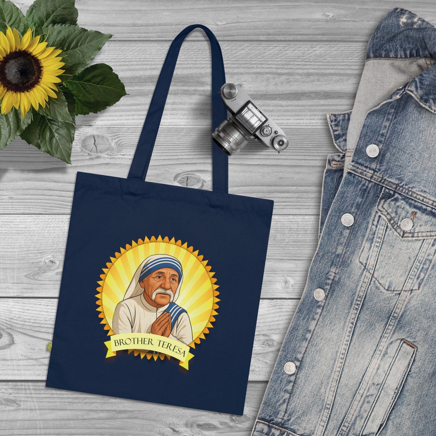 Brother Teresa - Stoffbeutel, Einkaufstasche aus Bio-Baumwolle, umweltfreundliches Geschenk, Stoffbeutel mit Totenkopfmotiv, Tasche im Boho-Stil