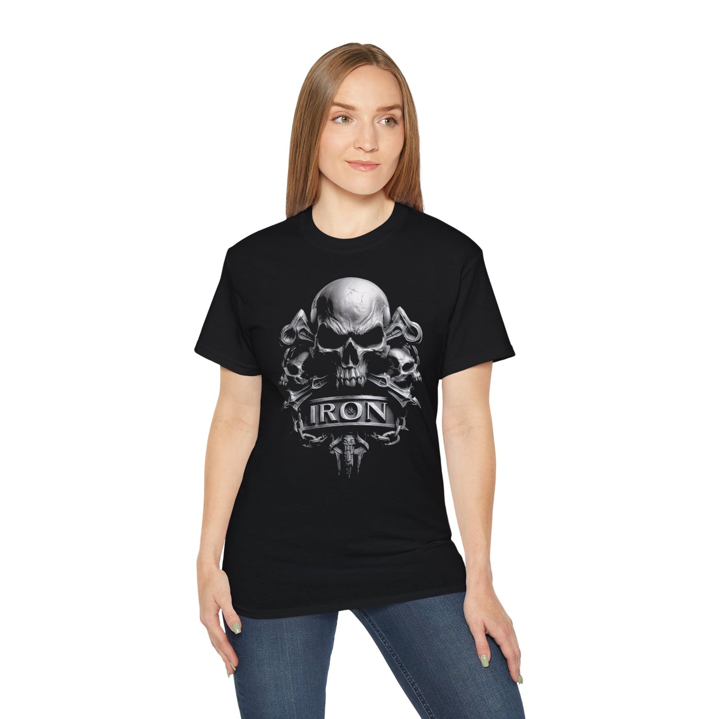 Iron Skull - T-Shirt | Hochwertig, 100 % Baumwolle, Weich & Bequem mit Rundhalsausschnitt