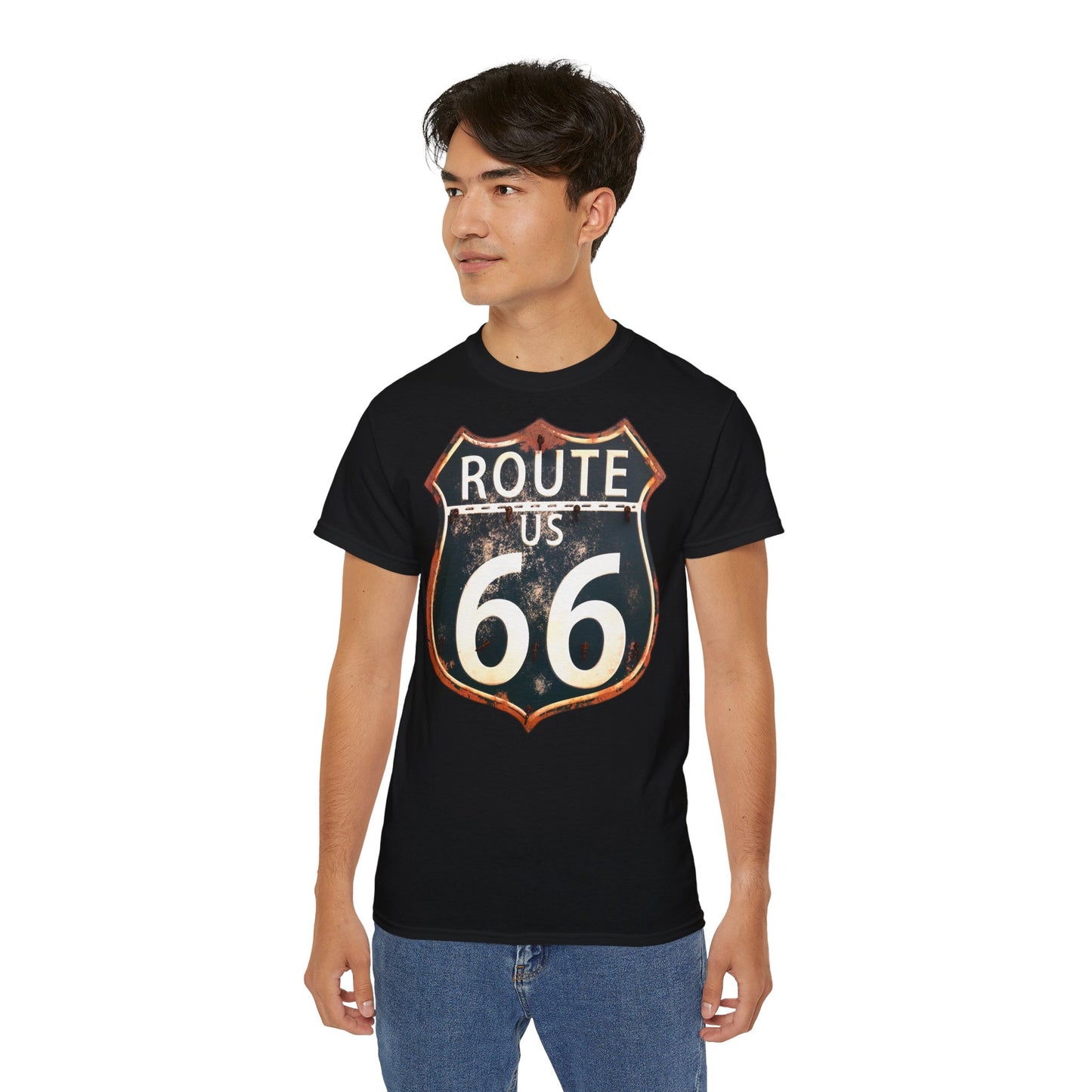 ROUTE 66 - T-Shirt | Hochwertig, 100 % Baumwolle, Weich & Bequem mit Rundhalsausschnitt