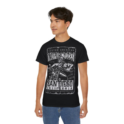 Custom San Diego Motorcycle - T-Shirt | Hochwertig, 100 % Baumwolle, Weich & Bequem mit Rundhalsausschnitt
