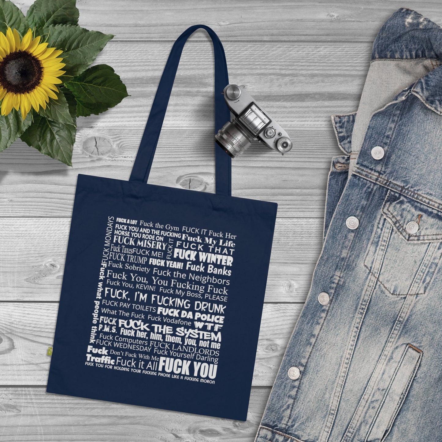 Fuck It All - Stoffbeutel, Einkaufstasche aus Bio-Baumwolle, umweltfreundliches Geschenk, Stoffbeutel mit Totenkopfmotiv, Tasche im Boho-Stil