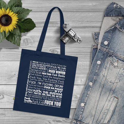 Fuck It All - Stoffbeutel, Einkaufstasche aus Bio-Baumwolle, umweltfreundliches Geschenk, Stoffbeutel mit Totenkopfmotiv, Tasche im Boho-Stil