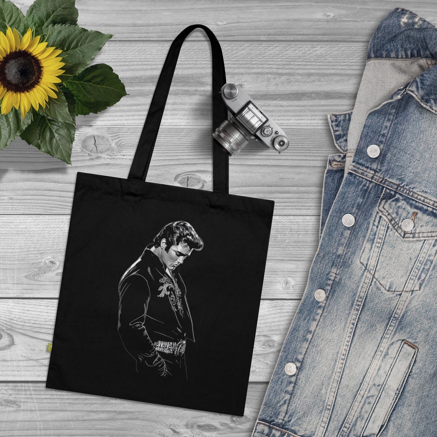 Elvis - Stoffbeutel, Einkaufstasche aus Bio-Baumwolle, umweltfreundliches Geschenk, Stoffbeutel mit Totenkopfmotiv, Tasche im Boho-Stil