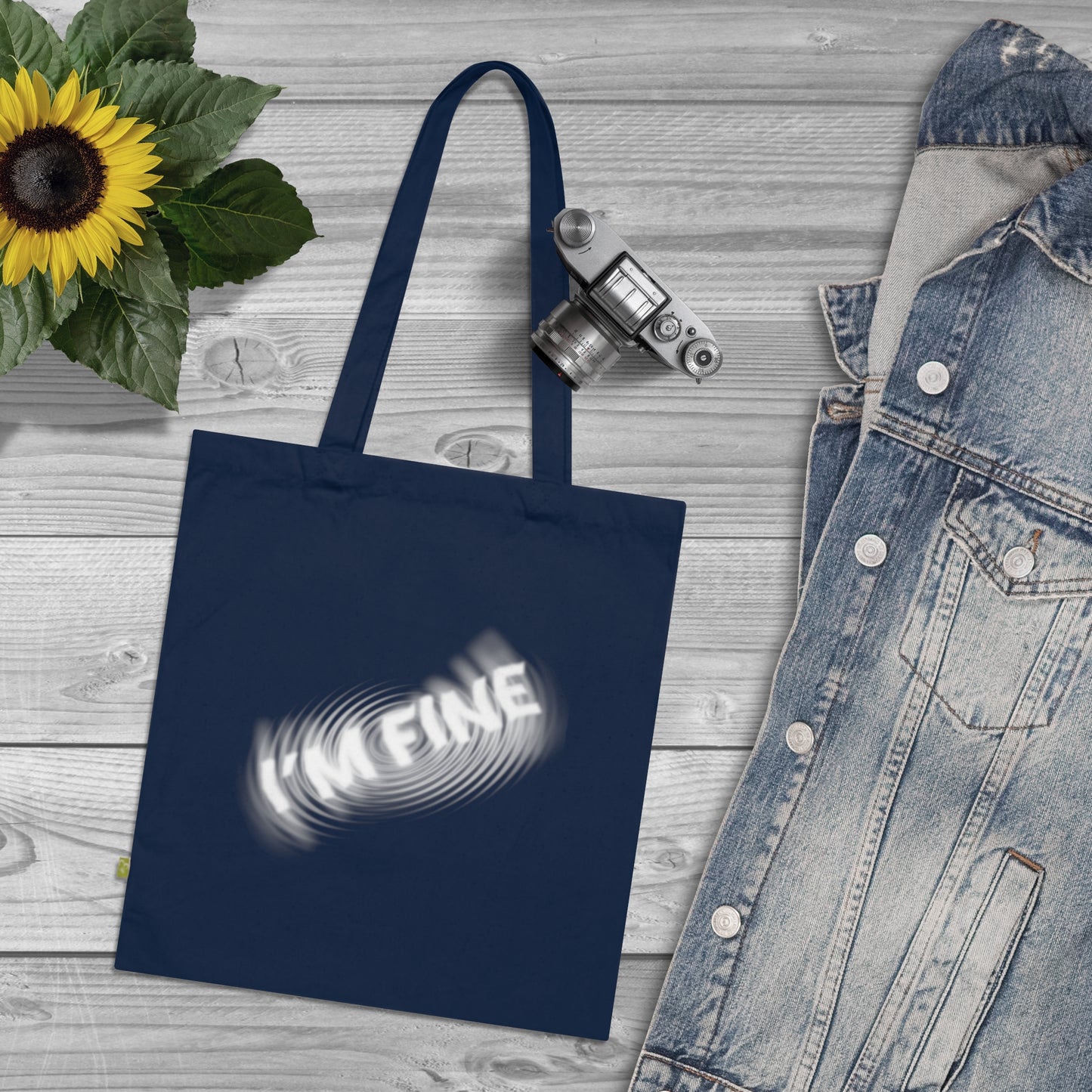I'M FINE - Stoffbeutel, Einkaufstasche aus Bio-Baumwolle, umweltfreundliches Geschenk, Stoffbeutel mit Totenkopfmotiv, Tasche im Boho-Stil
