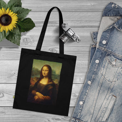 Mona Lisa | 360° Kunst – Stoffbeutel, Einkaufstasche aus Bio-Baumwolle, umweltfreundliches Geschenk, Stoffbeutel mit Totenkopfmotiv, Tasche im Boho-Stil