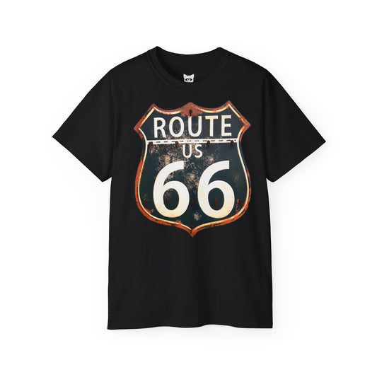 ROUTE 66 - T-Shirt | Hochwertig, 100 % Baumwolle, Weich & Bequem mit Rundhalsausschnitt