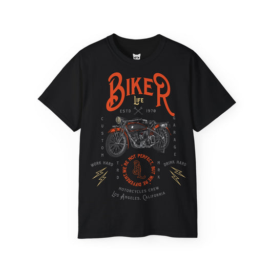 Biker Life California Motorcycle - T-Shirt | Hochwertig, 100 % Baumwolle, Weich & Bequem mit Rundhalsausschnitt