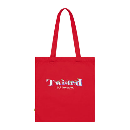 Twisted but lovable - Stoffbeutel, Einkaufstasche aus Bio-Baumwolle, umweltfreundliches Geschenk, Stoffbeutel mit Totenkopfmotiv, Tasche im Boho-Stil