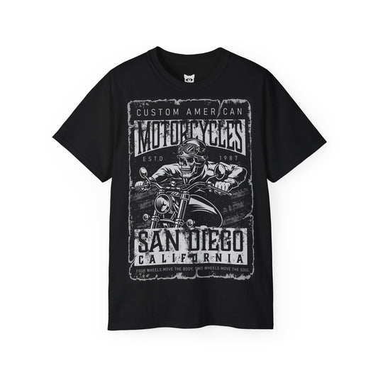 Custom San Diego Motorcycle - T-Shirt | Hochwertig, 100 % Baumwolle, Weich & Bequem mit Rundhalsausschnitt
