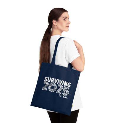 SURVIVING 2025 -  Stoffbeutel, Einkaufstasche aus Bio-Baumwolle, umweltfreundliches Geschenk, Stoffbeutel mit Totenkopfmotiv, Tasche im Boho-Stil