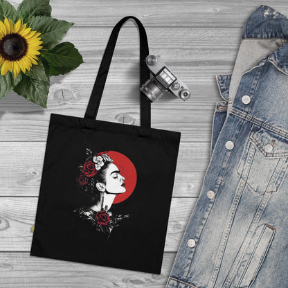 Frida Kahlo - Stoffbeutel, Einkaufstasche aus Bio-Baumwolle, umweltfreundliches Geschenk, Stoffbeutel mit Totenkopfmotiv, Tasche im Boho-Stil