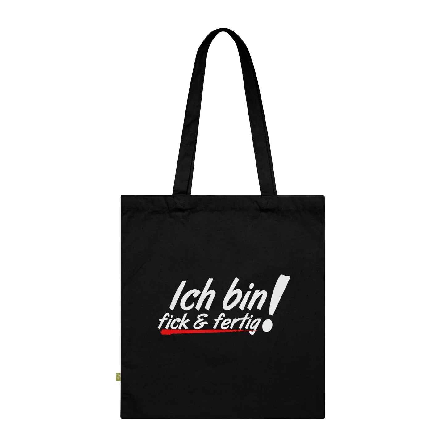 Ich bin fick und fertig! - Stoffbeutel, Einkaufstasche aus Bio-Baumwolle, umweltfreundliches Geschenk, Stoffbeutel mit Totenkopfmotiv, Tasche im Boho-Stil