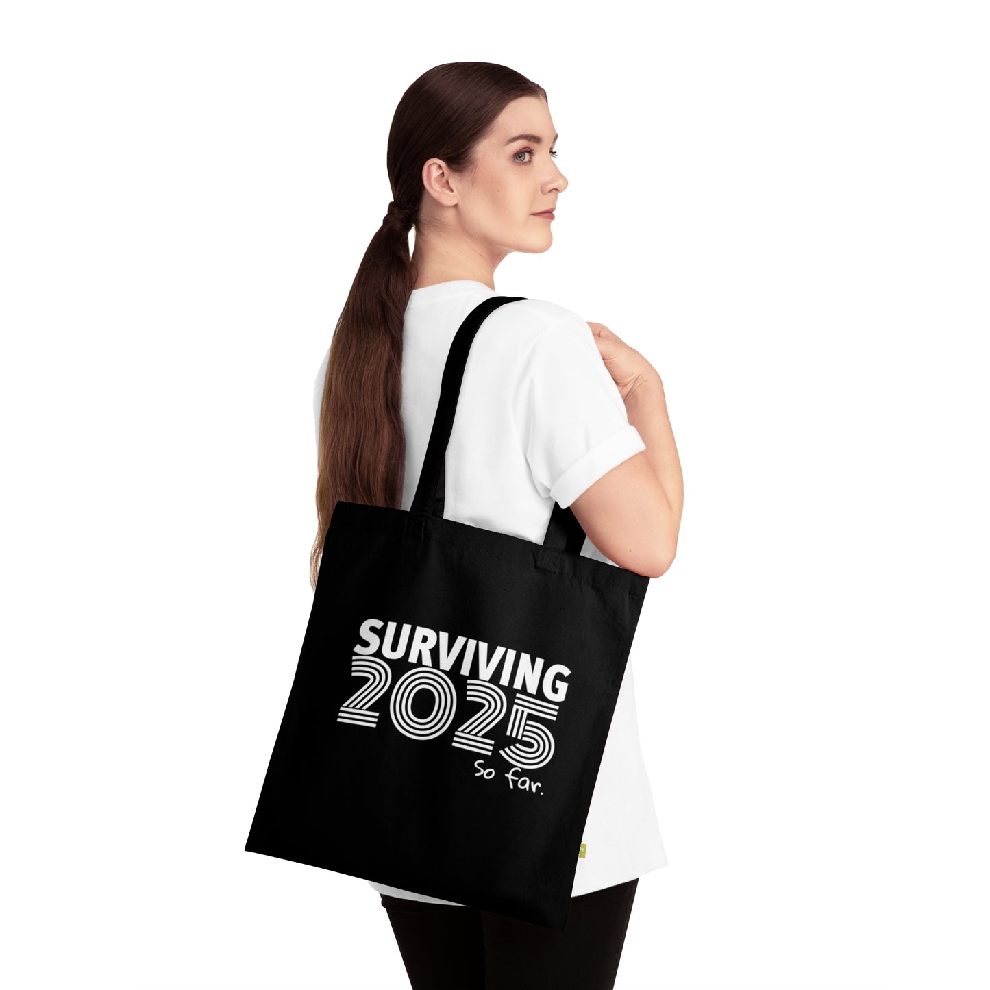 SURVIVING 2025 -  Stoffbeutel, Einkaufstasche aus Bio-Baumwolle, umweltfreundliches Geschenk, Stoffbeutel mit Totenkopfmotiv, Tasche im Boho-Stil