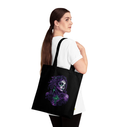 Dia de los Muertos Tote Bag, Organic Cotton Shopping Bag, Eco-Friendly Gift, Skull Art Tote, Boho Style Bag, Festival Accessory
