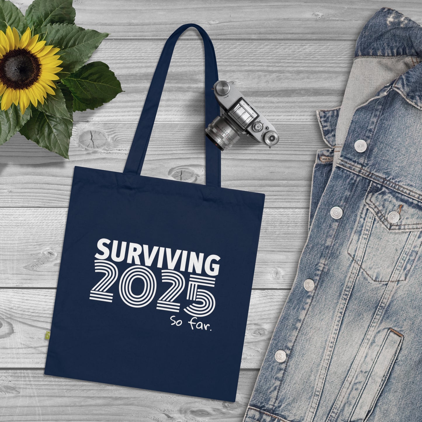 SURVIVING 2025 -  Stoffbeutel, Einkaufstasche aus Bio-Baumwolle, umweltfreundliches Geschenk, Stoffbeutel mit Totenkopfmotiv, Tasche im Boho-Stil