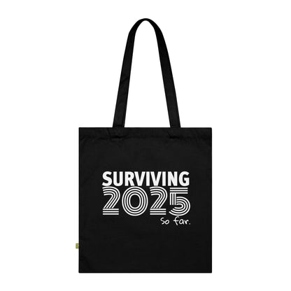 SURVIVING 2025 -  Stoffbeutel, Einkaufstasche aus Bio-Baumwolle, umweltfreundliches Geschenk, Stoffbeutel mit Totenkopfmotiv, Tasche im Boho-Stil