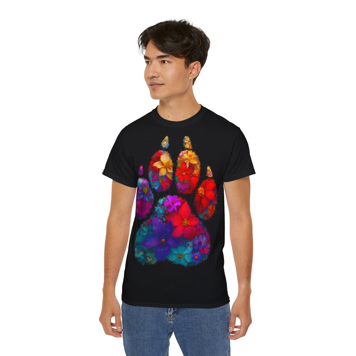 Blumenpfote - T-Shirt | Hochwertig, 100 % Baumwolle, Weich & Bequem mit Rundhalsausschnitt