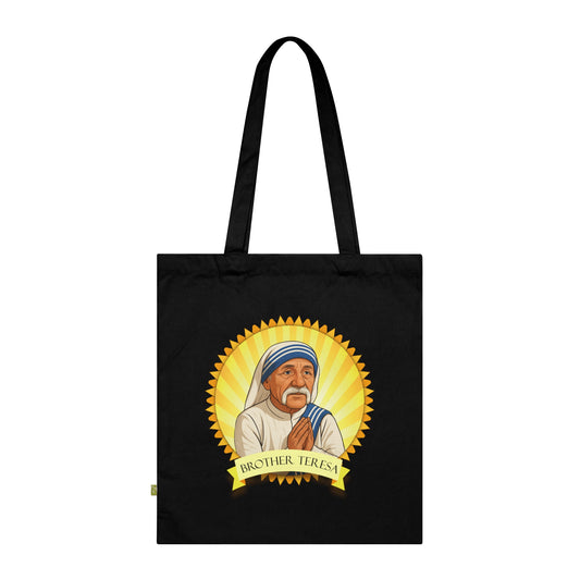 Brother Teresa - Stoffbeutel, Einkaufstasche aus Bio-Baumwolle, umweltfreundliches Geschenk, Stoffbeutel mit Totenkopfmotiv, Tasche im Boho-Stil