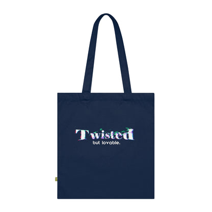 Twisted but lovable - Stoffbeutel, Einkaufstasche aus Bio-Baumwolle, umweltfreundliches Geschenk, Stoffbeutel mit Totenkopfmotiv, Tasche im Boho-Stil