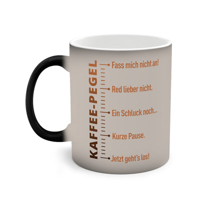 KAFFEE-PEGEL Coffee Mug, 11oz - Unique Gift for Coffee Lovers, Fun Kitchen Decor, Heat Sensitive Mug, Perfect for Birthdays, Home Office