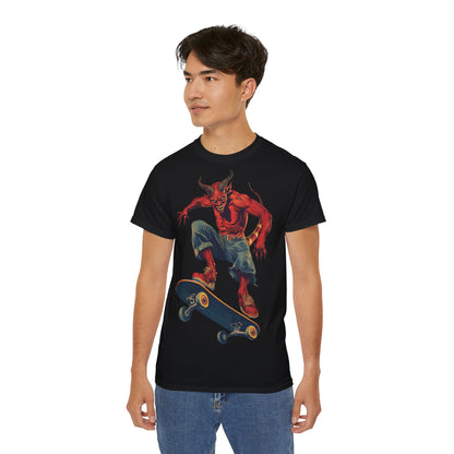 Demon Skater - T-Shirt | Hochwertig, 100 % Baumwolle, Weich & Bequem mit Rundhalsausschnitt